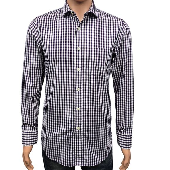 J. Crew Thompson Shirtings Wrinkle Free Shirt 80s 2-Ply Gingham Check S 14-14.5 - Picture 2 of 11